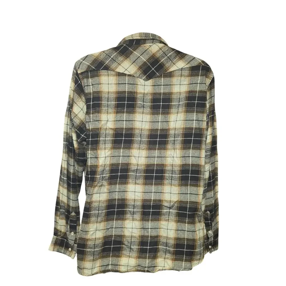 WilFull Womens Large Pearl Snap Shirt Brown‎ Plaid Western Outdoors Rodeo